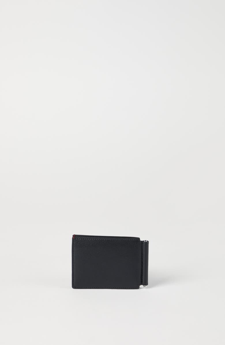 Brunello Cucinelli Leather money clip wallet, Alternate, color, Black