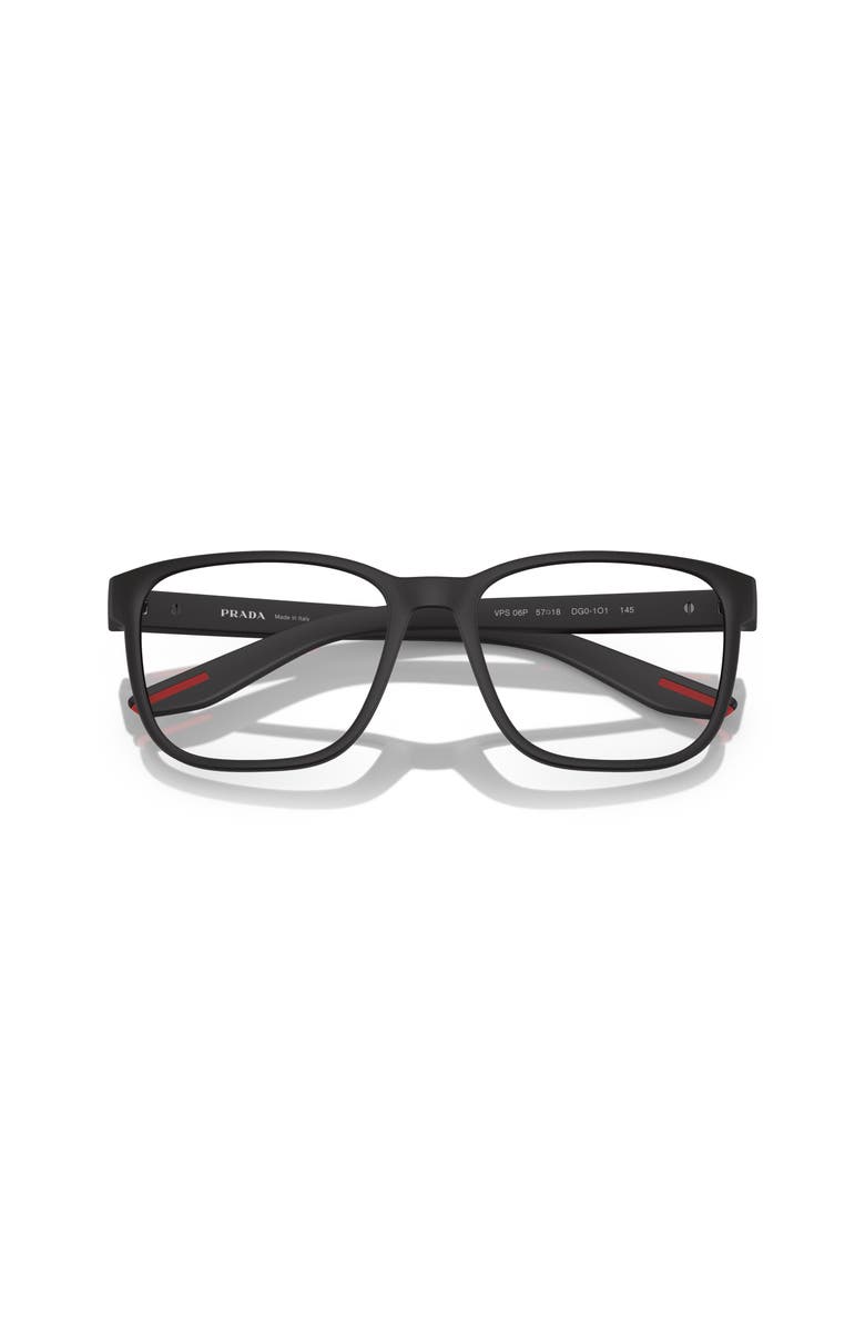 Prada Linea Rossa 55mm Rectangle optical glasses, Alternate, color, Black