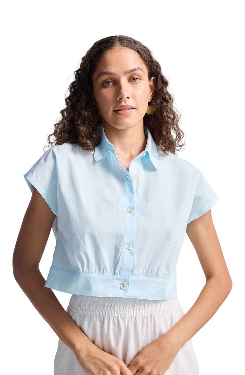Reistor Oversized Crop Shirt in Summer Blue, Alternate, color, Summer Blue