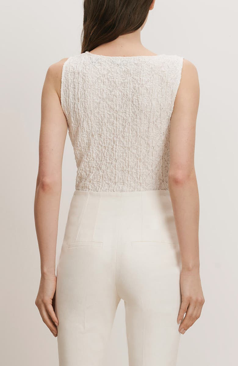 Veronica Beard Selah Ruched Lace Tank, Alternate, color, Dove