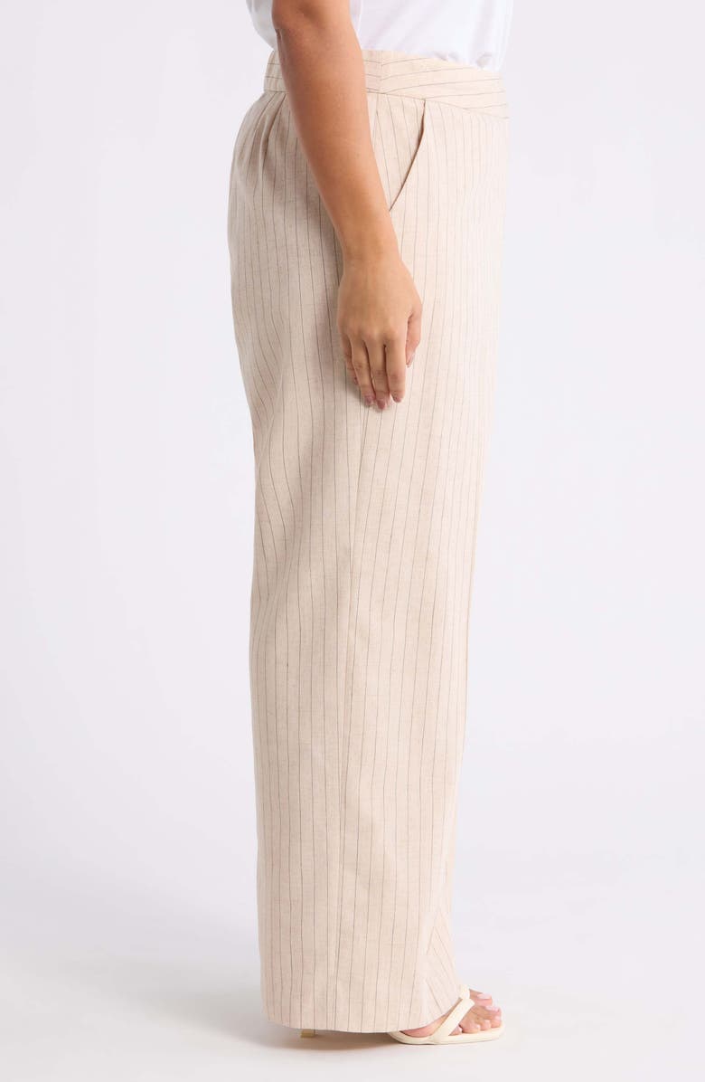 Tahari ASL Pinstripe Wide Leg Pants, Alternate, color, Dune Espresso