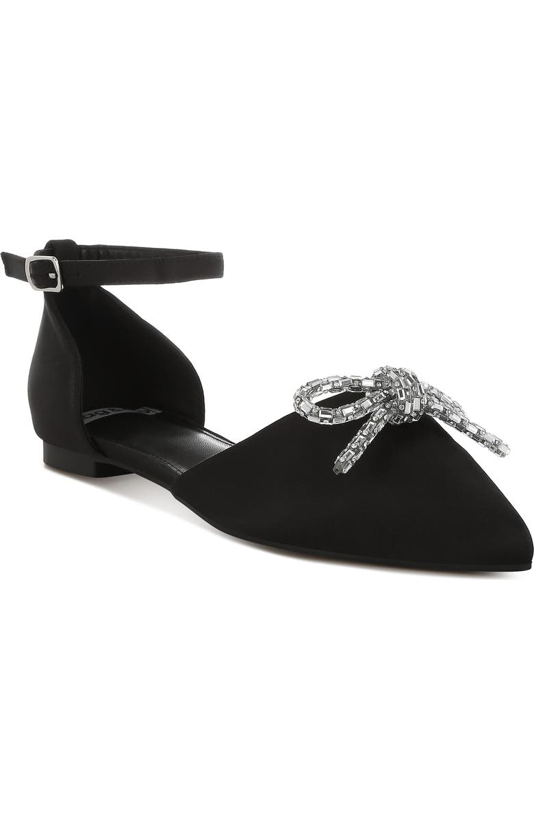 Rag & Co Simina Embellished Ankle Tie Flat, Alternate, color, Black