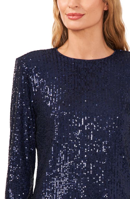 CECE CECE SEQUIN LONG SLEEVE TOP 