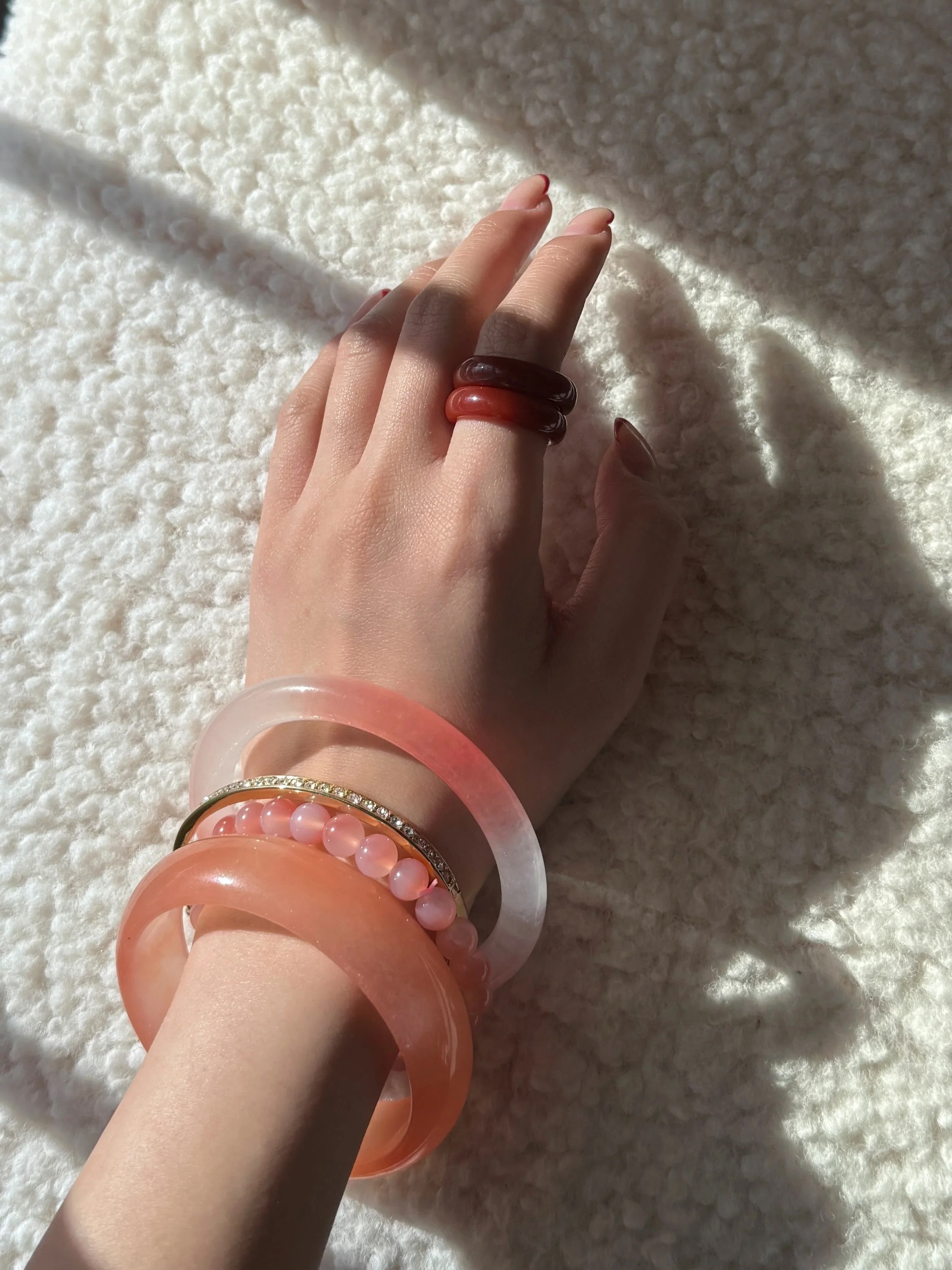 seree Blush Skinny Pink Round Gemstone Bangle in Ombre Pink (Women ...
