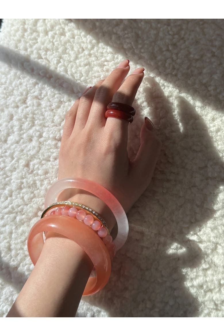 Blush Skinny Pink Skinny Round Jade Stone Bangle, Alternate, color, Pink