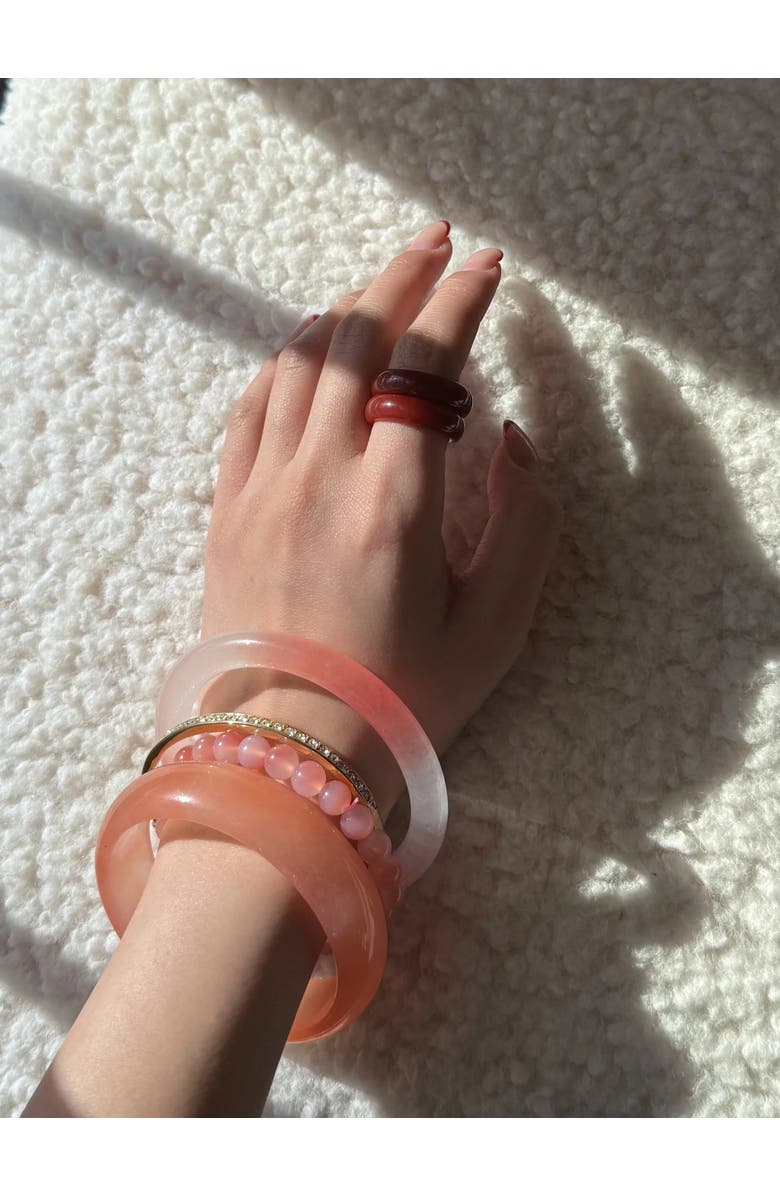 seree Blush Skinny Pink Skinny Round Jade Stone Bangle, Alternate, color, Pink