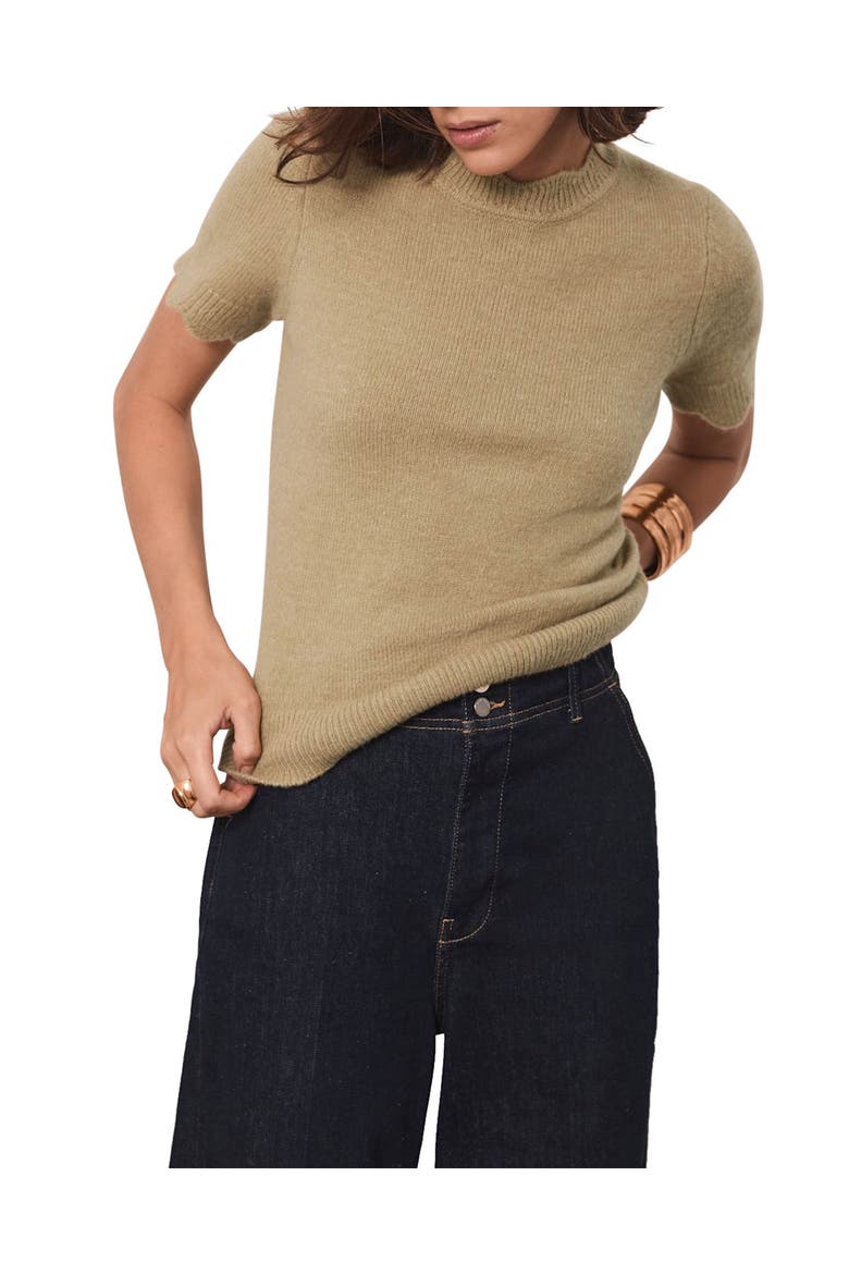 Scallop Trim Knit Top, Alternate, color, Green