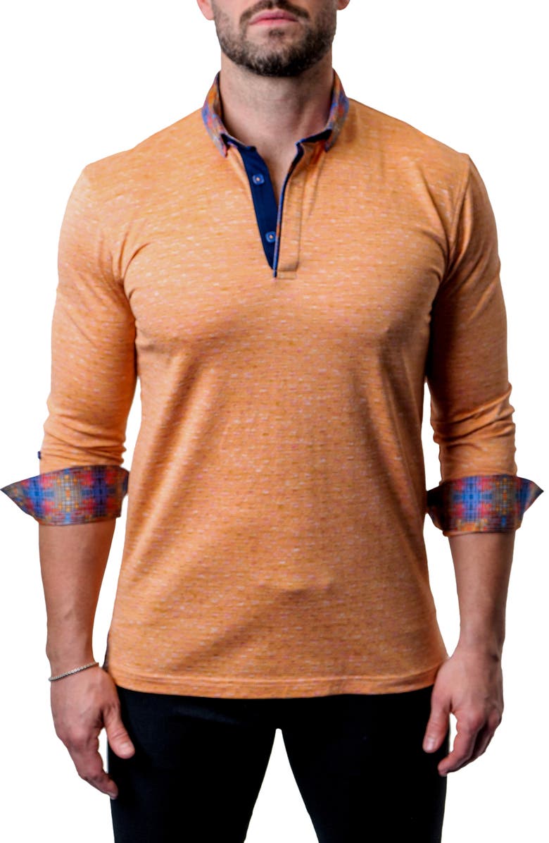 Maceoo Newton Sand Brown Long Sleeve Polo, Alternate, color, 