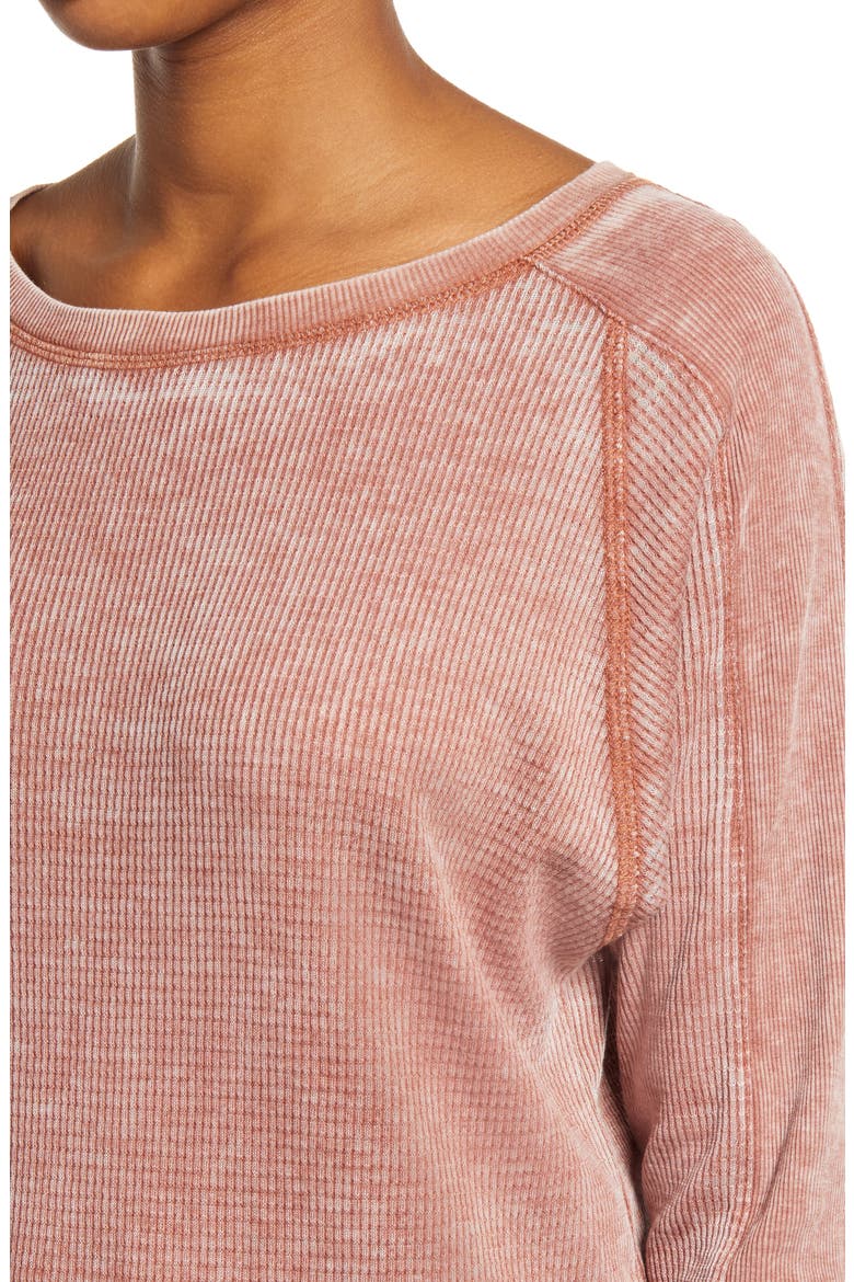 Thermal Knit Shirttail Hem Long Sleeve Tee, Alternate, color, RUST SEQUOIA