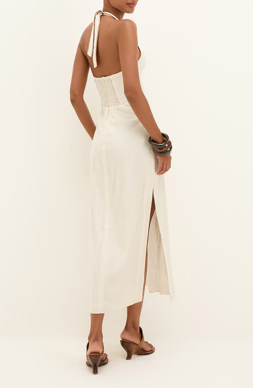 Vix Paula Hermanny Iva Halter Linen Blend Maxi Cover-up Sundress In White