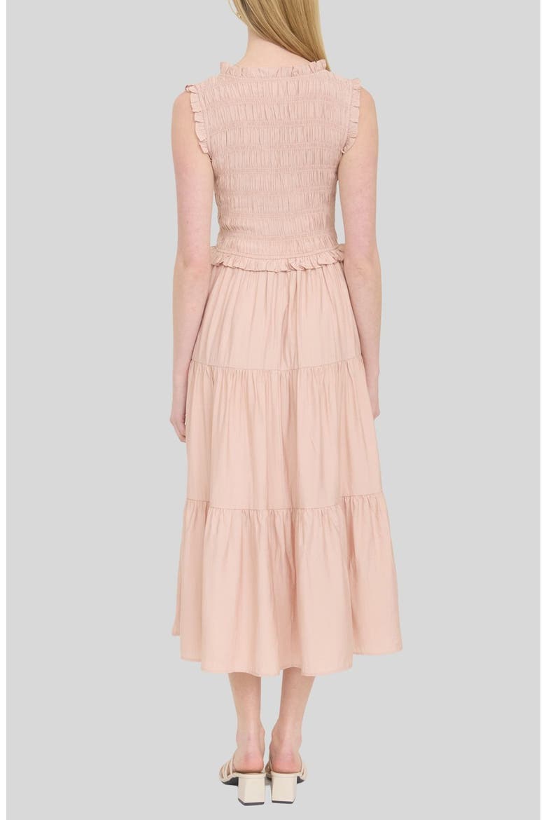 Smocked Tiered Dress, Alternate, color, DUSTY PINK