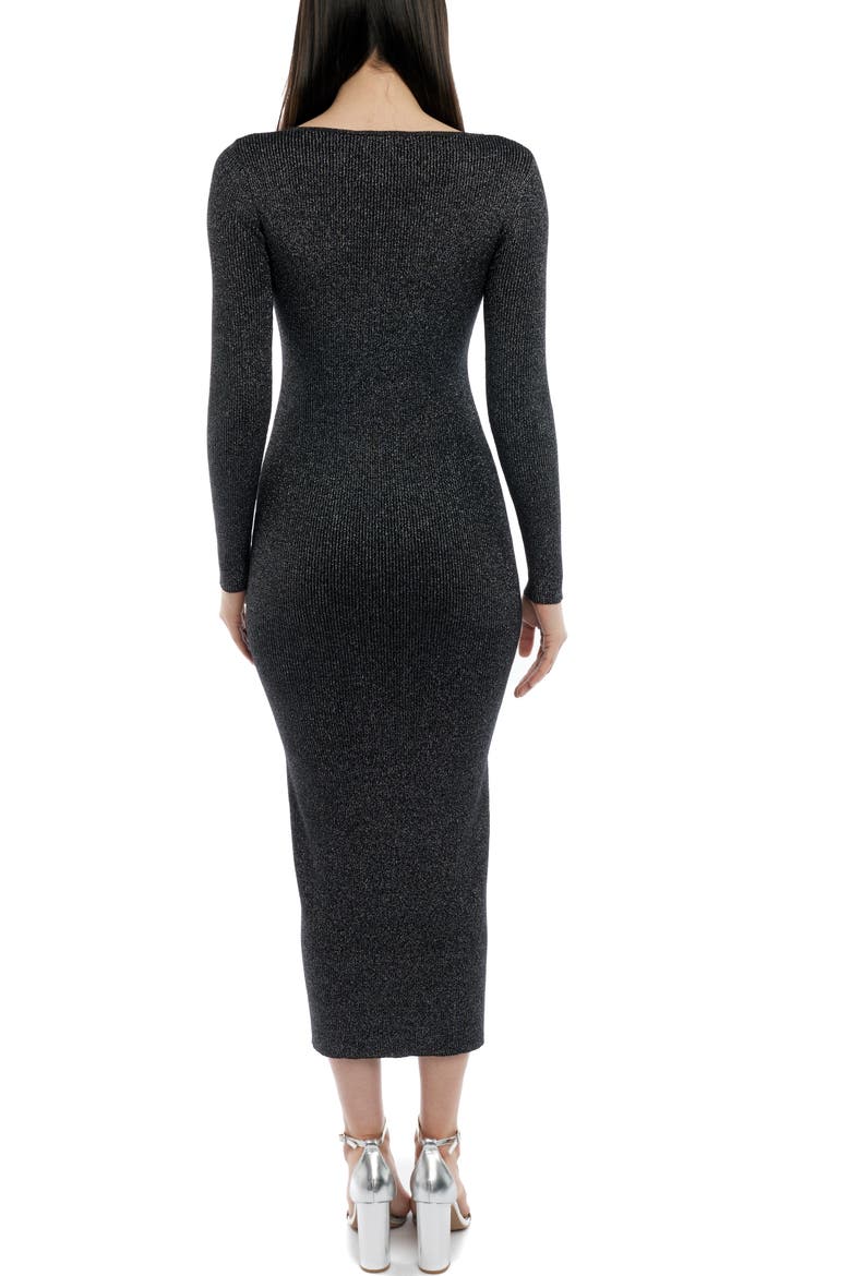 Felicity Deep V Rib Maxi Dress, Main, color, Silver black