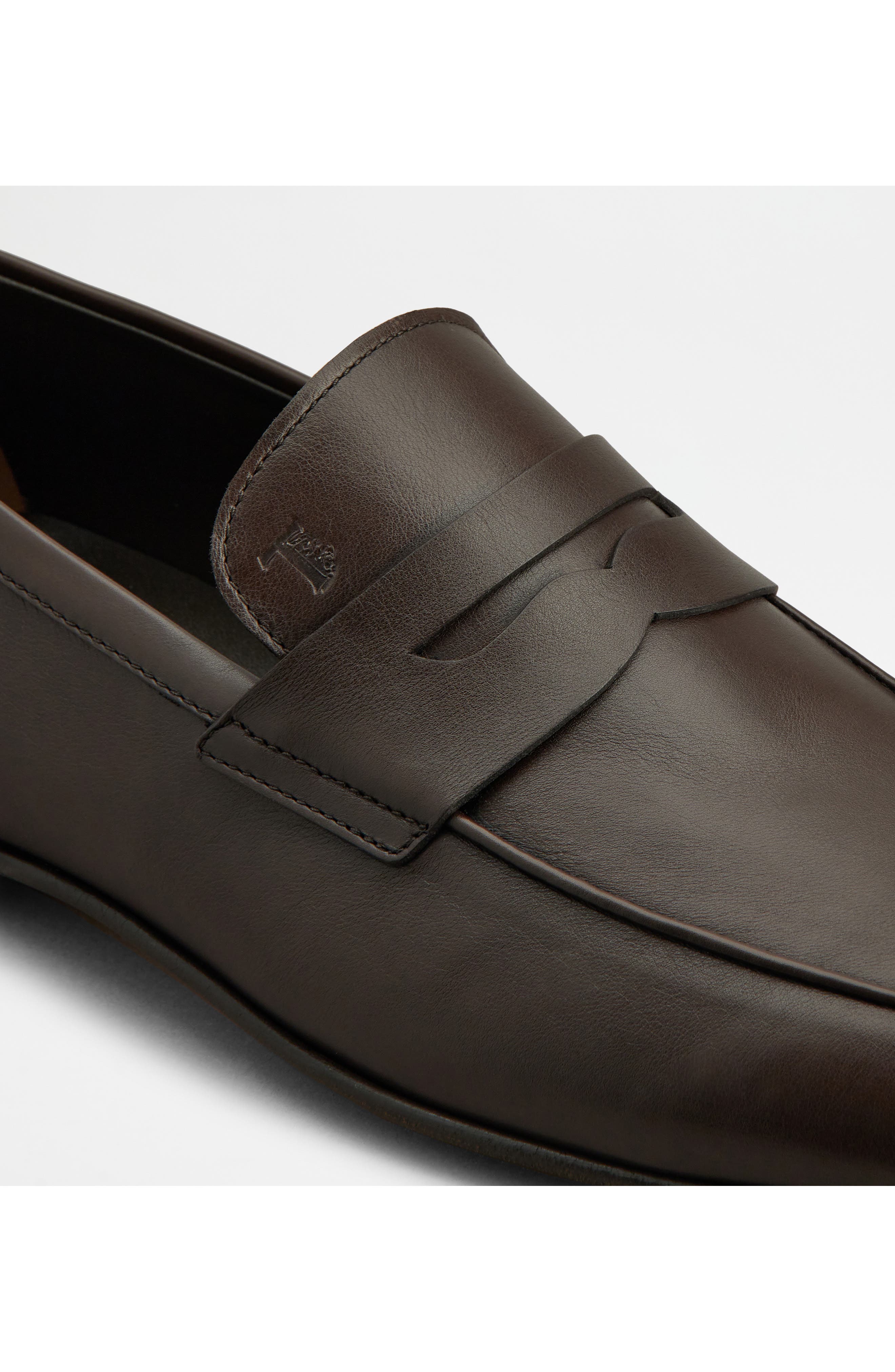 Tod's Deconstructed Penny Loafer, Alternate, color, Cioccolato