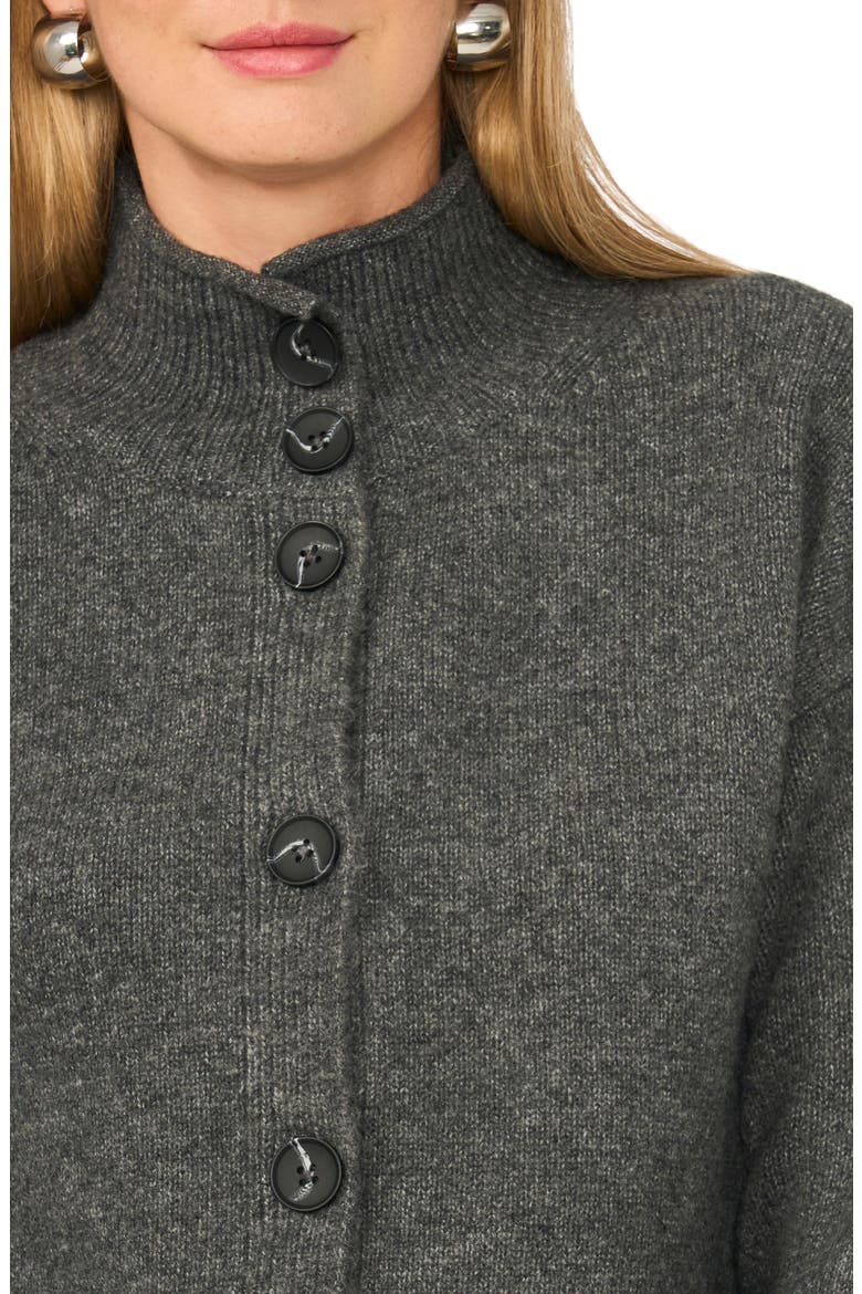 Button Mock Neck Cardigan, Alternate, color, MEDIUM HEATHER GREY
