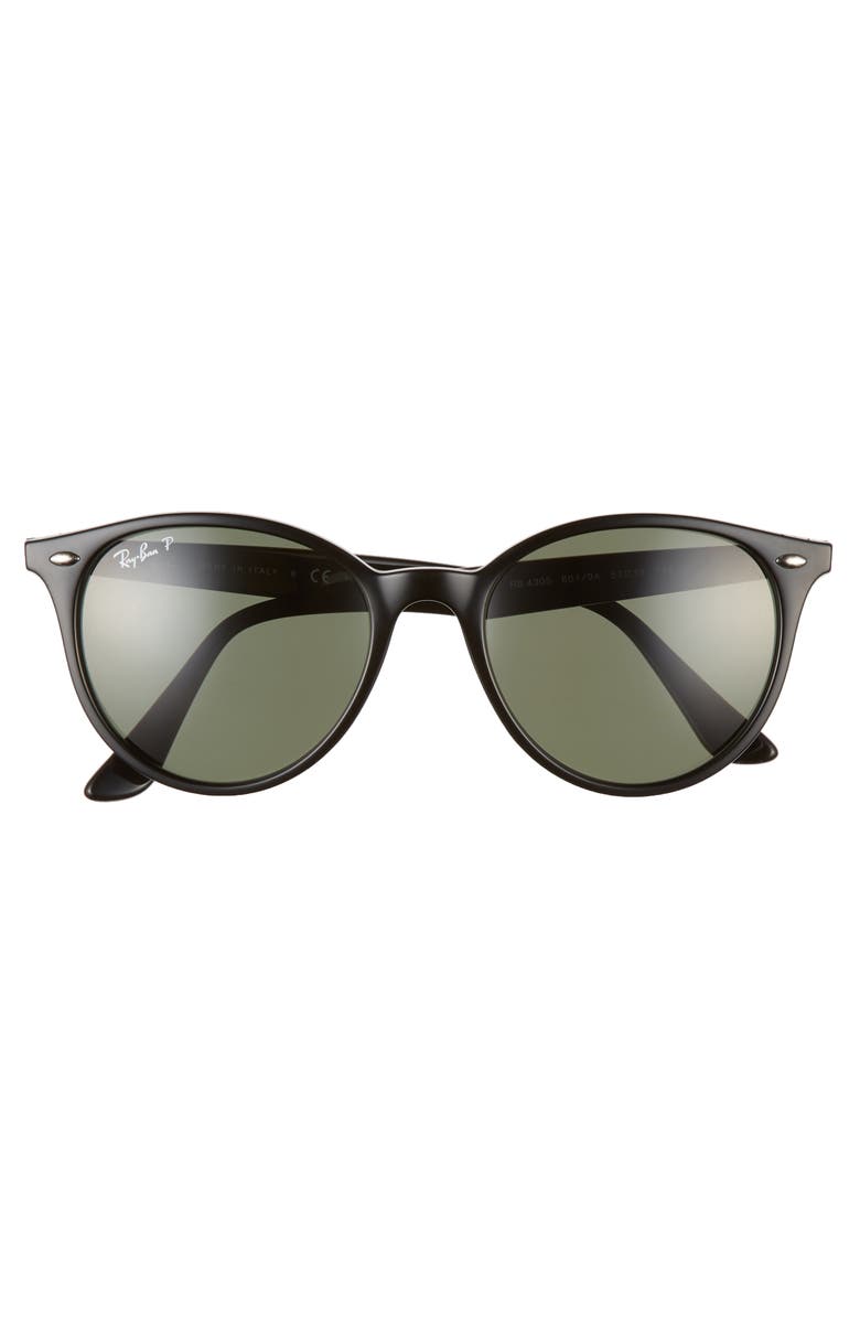 Ray-Ban Phantos 53mm Polarized Round Sunglasses, Alternate, color, Black/ Green Solid