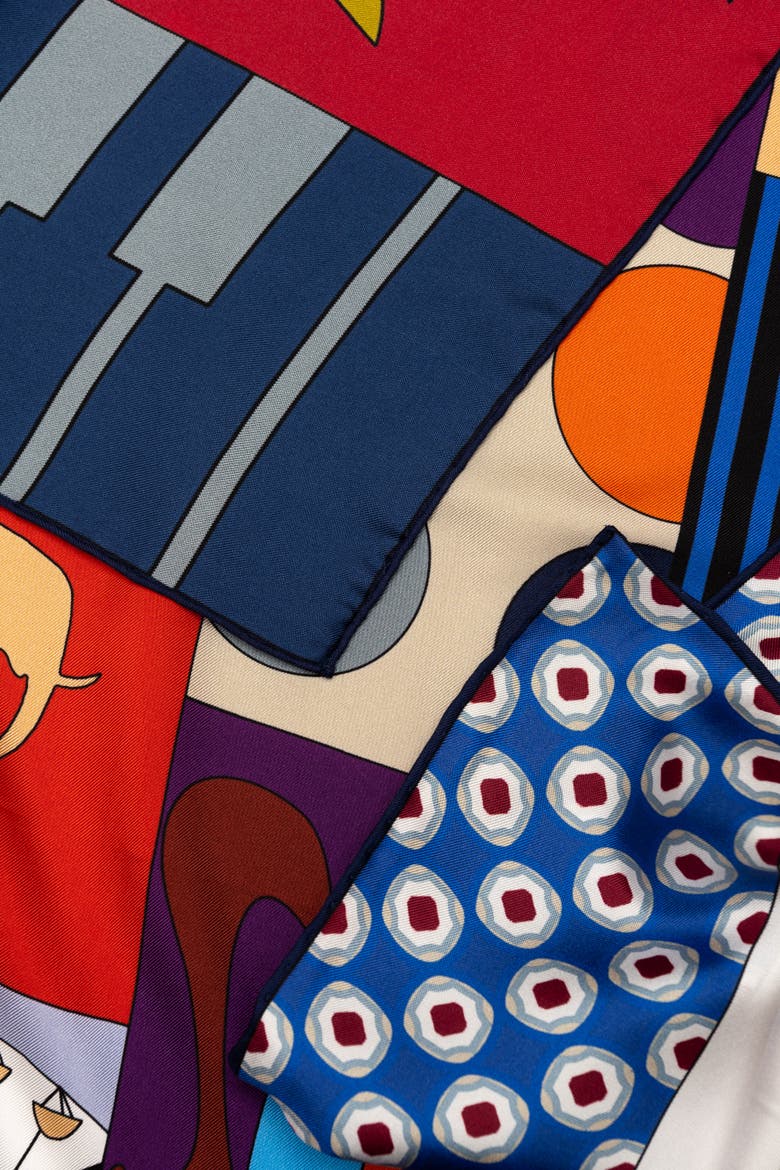 Parisian Carnival - Silk Foulard, Alternate, color, Red and Blue