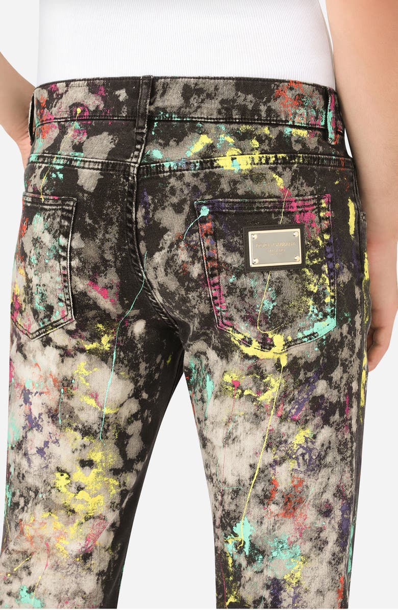 Dolce&Gabbana Marble Print Ripped Skinny Jeans, Alternate, color,