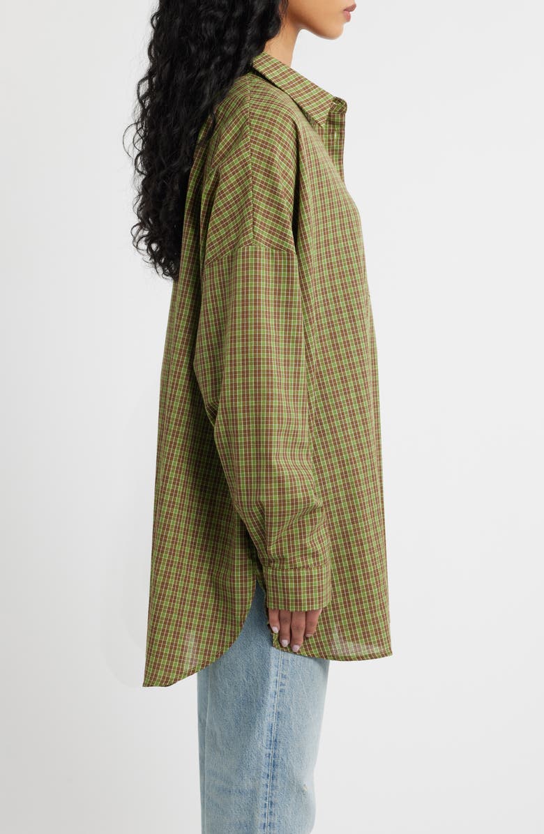 Dressed in Lala Soul Searching Cotton Button-Up Shirt, Alternate, color, Green Plaid