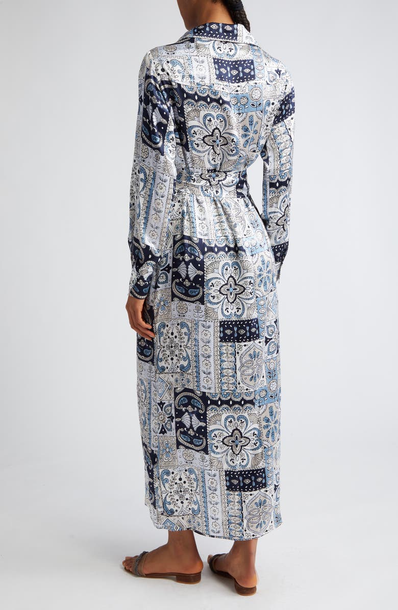 Eleventy Paisley Patchwork Print Long Sleeve Silk Shirtdress, Alternate, color,