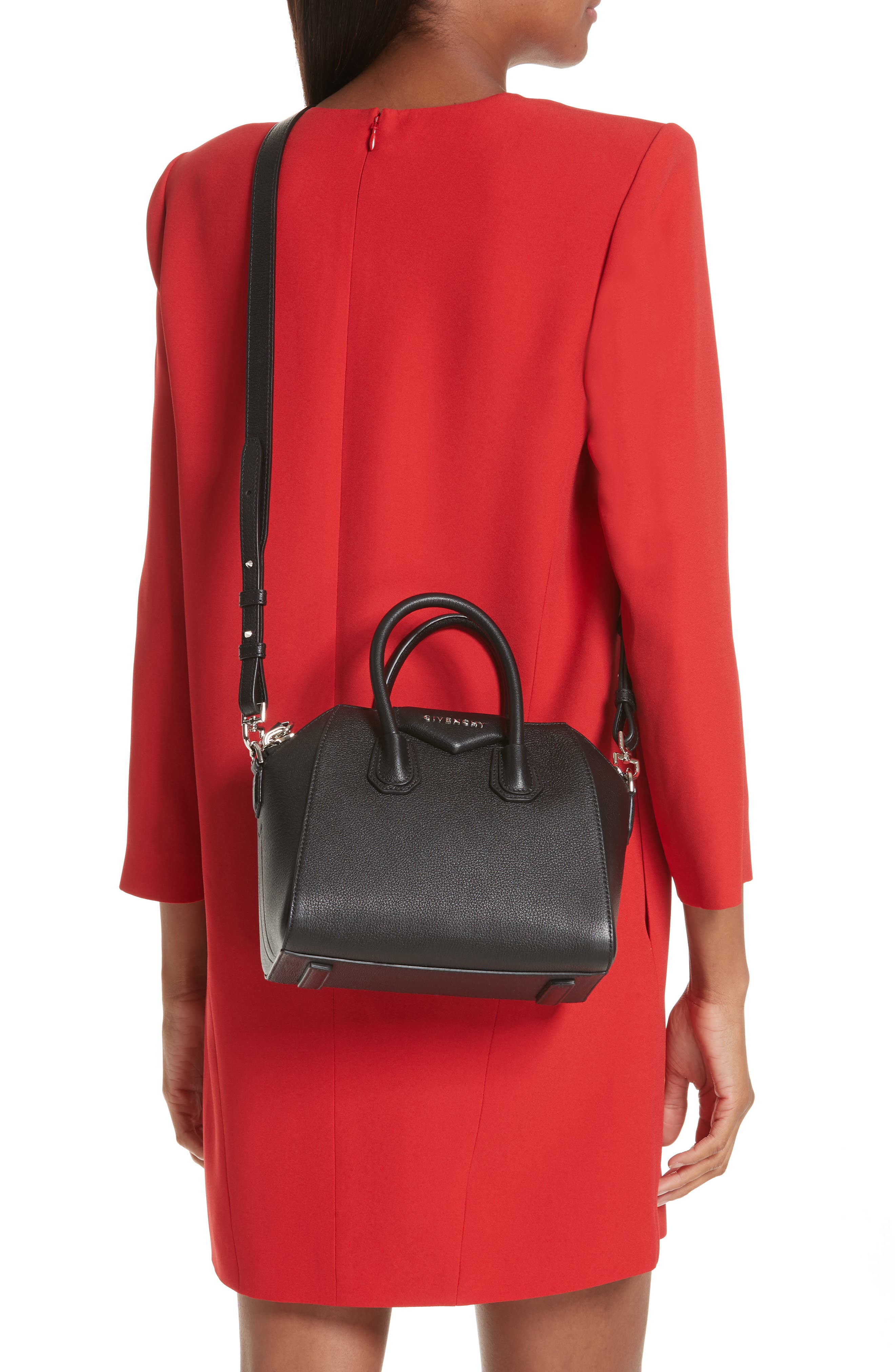 Givenchy Mini Antigona Sugar Leather Satchel, Alternate, color, 