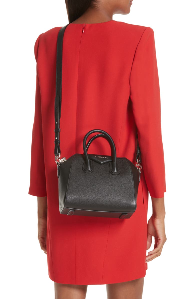 Givenchy Mini Antigona Sugar Leather Satchel, Alternate, color,
