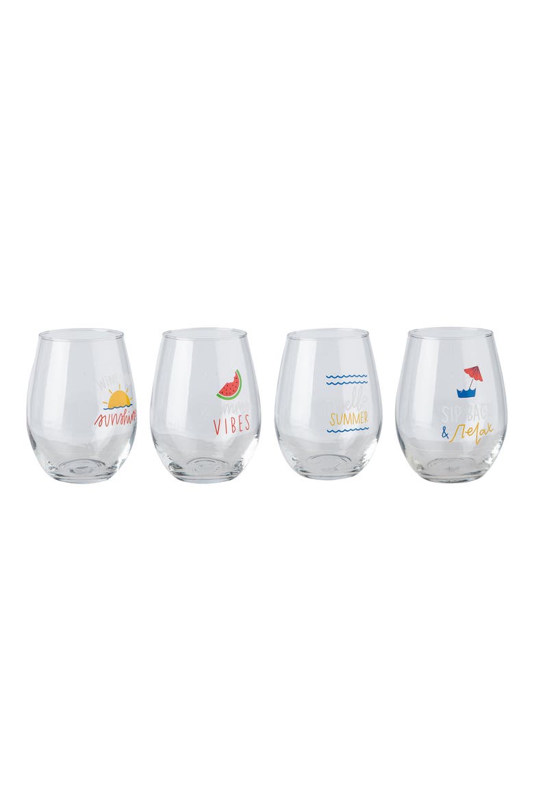 18 oz Multicolor Spring Stemless Wine Glasses Set of 4 Perfect for Summer Vibes and Entertaining, Alternate, color, Multicolored
