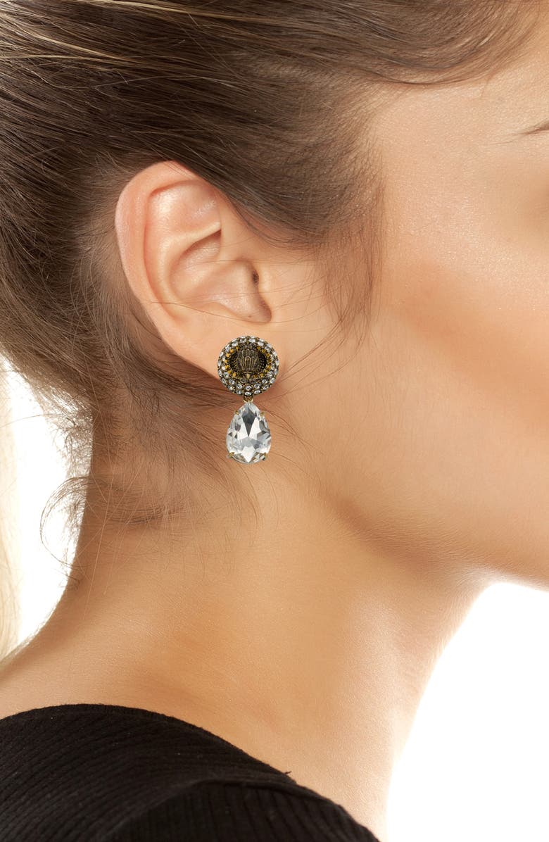 Kurt Geiger London Crystal Eagle Drop Earrings, Alternate, color, Brass/ Crystal