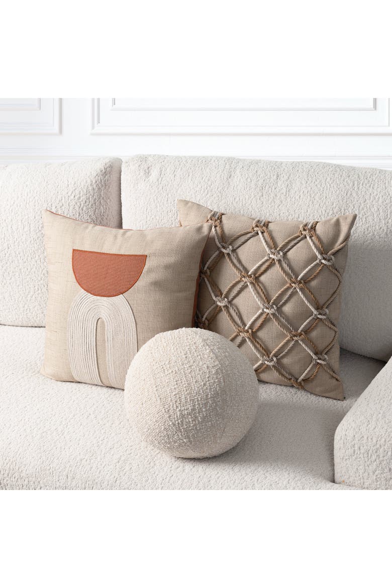 Alto Textured Boucle Indoor & Outdoor Woven Accent Pillow & Insert, Alternate, color, Crema