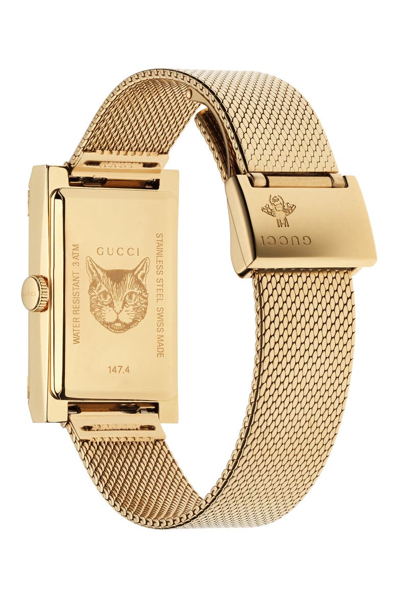 G-Frame Mesh Strap Watch, 21mm x 34mm, Alternate, color, GOLD/ WHITE/ RED/ NAVY