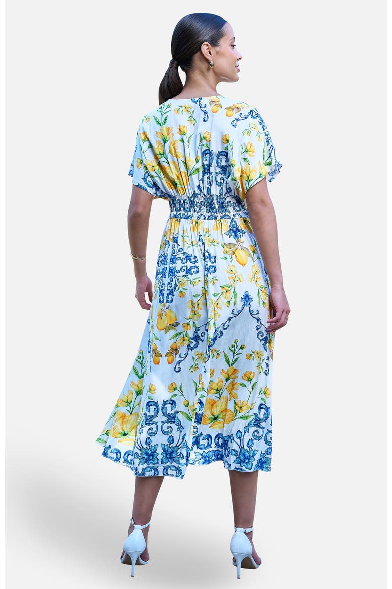 Lemon Print Midi Dress, Alternate, color, Ivory