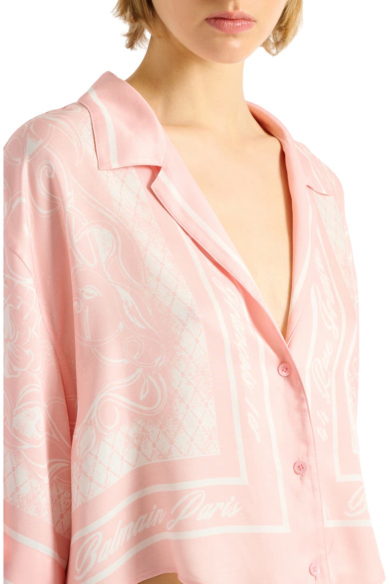 Printed Foulard pyjama shirt, Alternate, color, pink