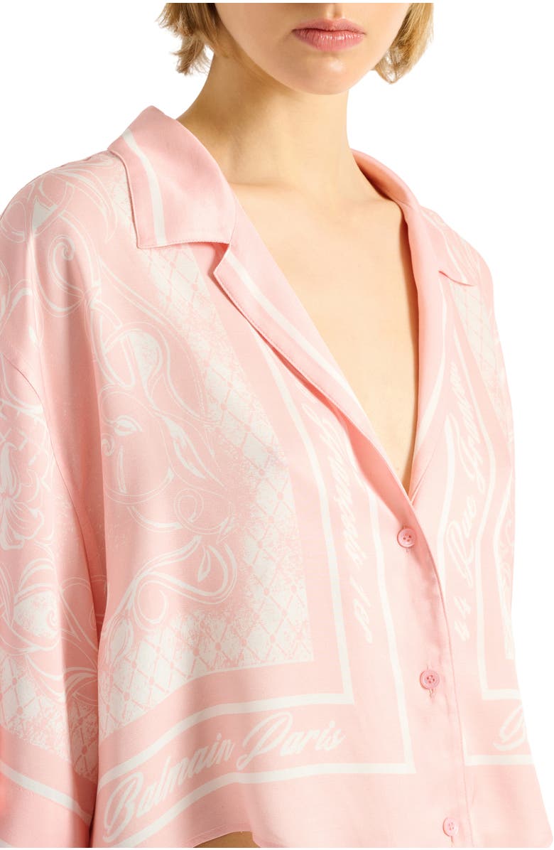 Balmain Printed Foulard pyjama shirt, Alternate, color, Pink