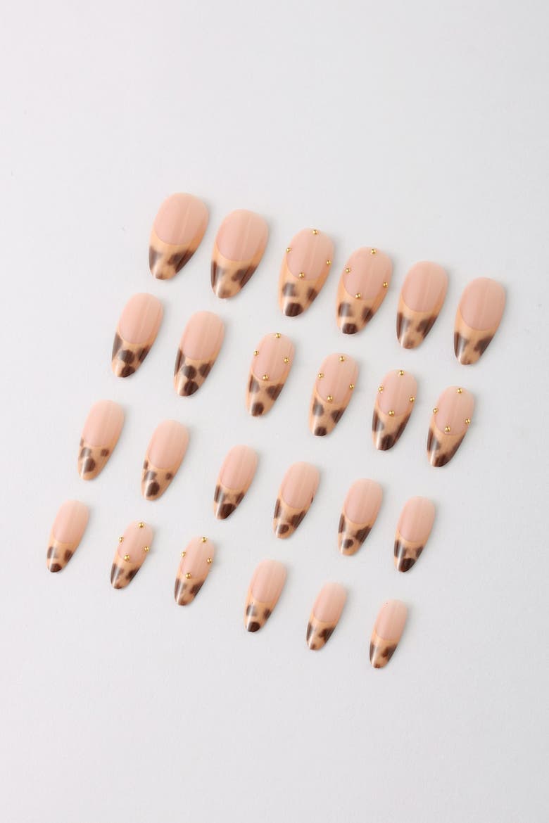 French Leopard French Tip Press On Nails, Alternate, color, Brown