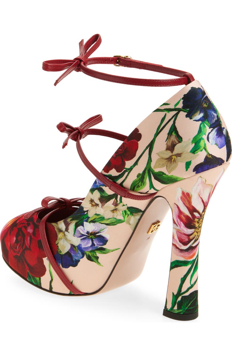 Dolce&Gabbana Floral Print Ankle Strap Mary Jane Pump, Alternate, color, Floral Print
