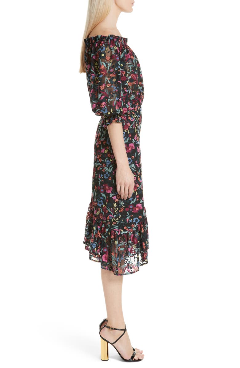 SALONI Grace Floral Embroidered Off the Shoulder Tulle Dress, Alternate, color,