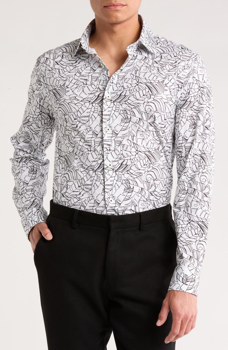 Bugatchi James Long Sleeve Stretch Cotton Button-Up Shirt, Main, color, 