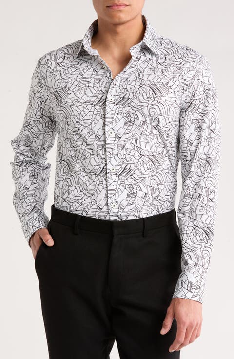 James Long Sleeve Stretch Cotton Button-Up Shirt