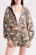 Von Dutch Camo Logo Cropped Full Zip Hoodie