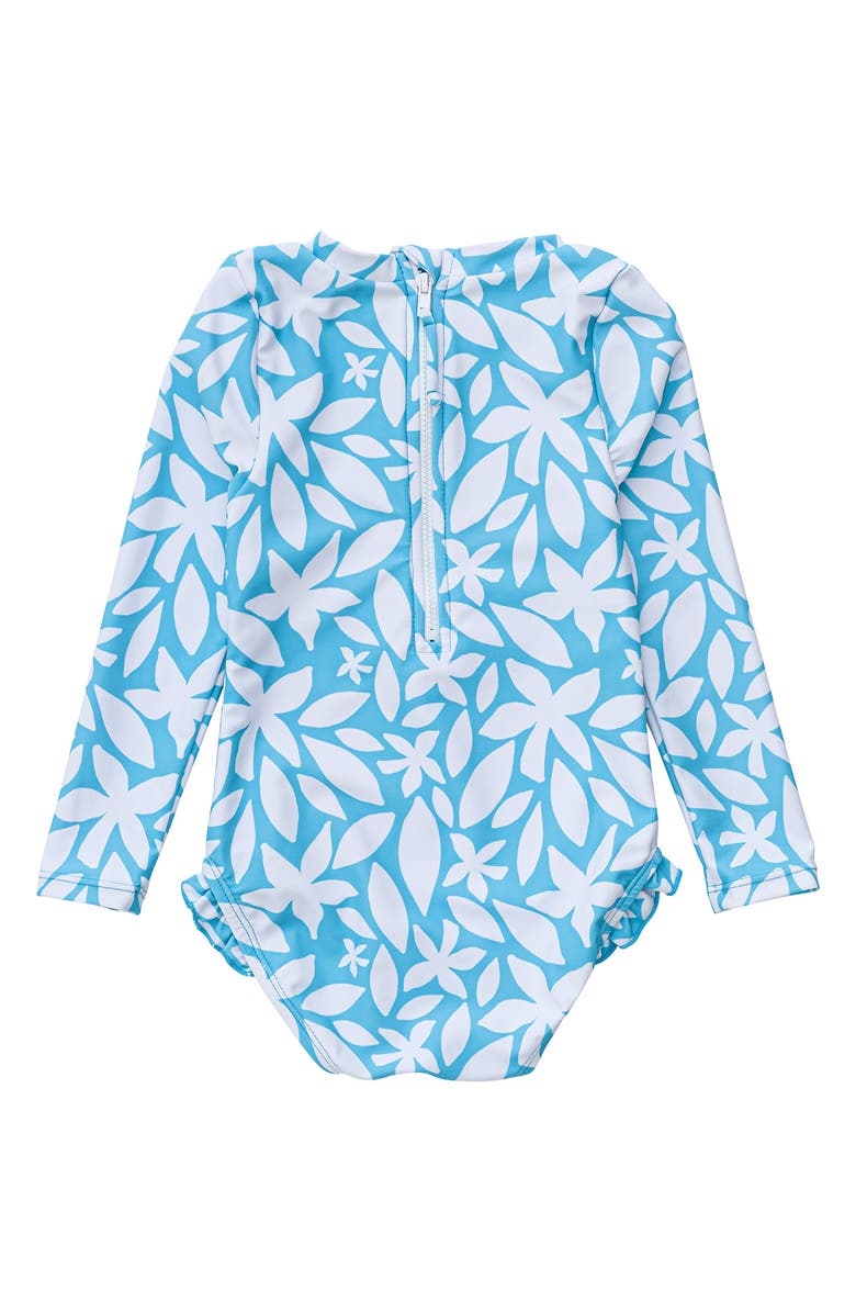 Snapper Rock Aqua Bloom Long Sleeve Rashguard Swimsuit, Alternate, color, 