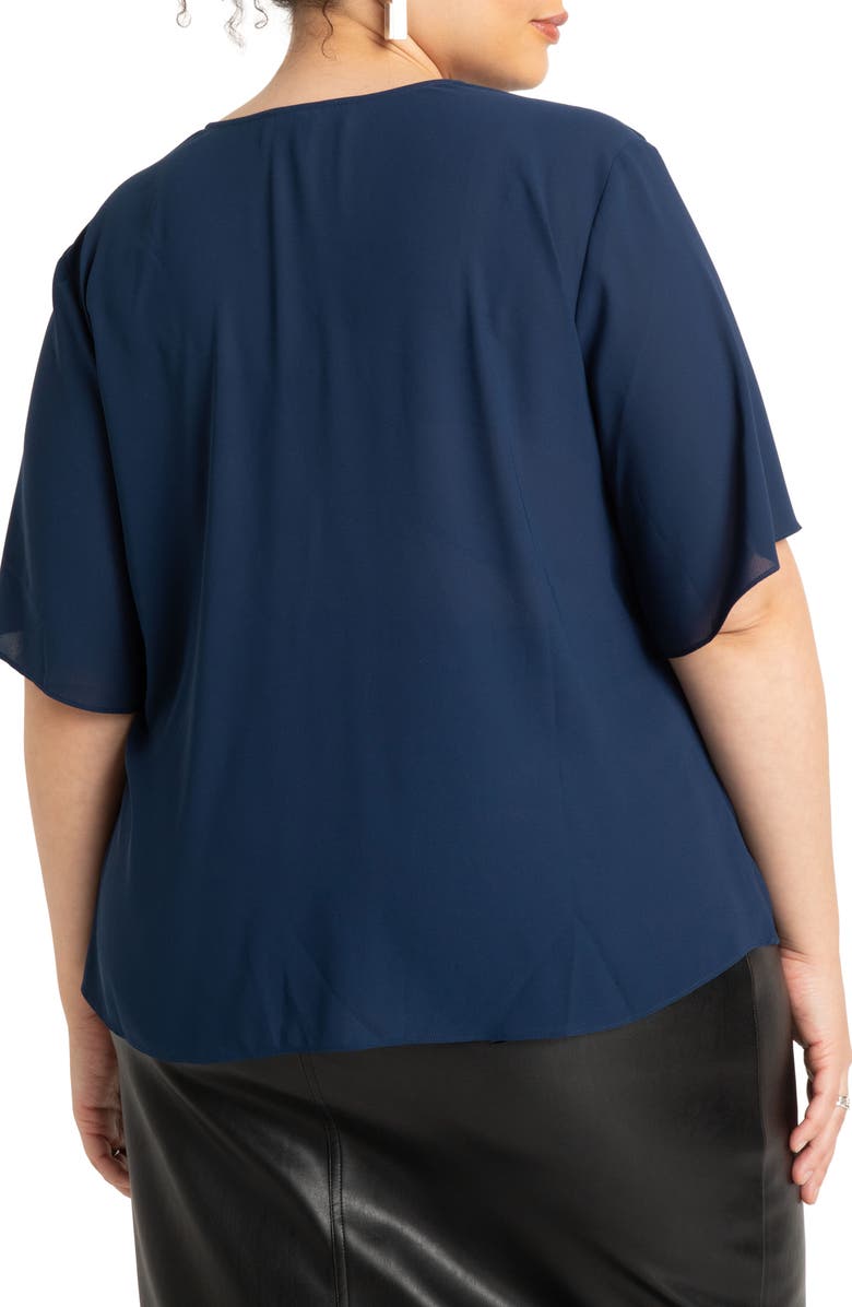 ELOQUII Draped Cowl Neck Blouse, Alternate, color, 