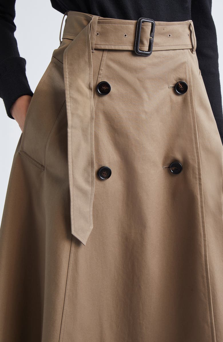 Burberry Brenda Cotton Gabardine Trench Skirt, Alternate, color, Clay Brown