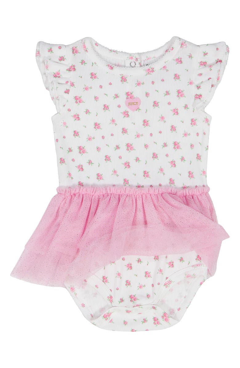 Juicy Couture Tulle Skirted Bodysuit & Headband Set, Alternate, color, Pink Multi