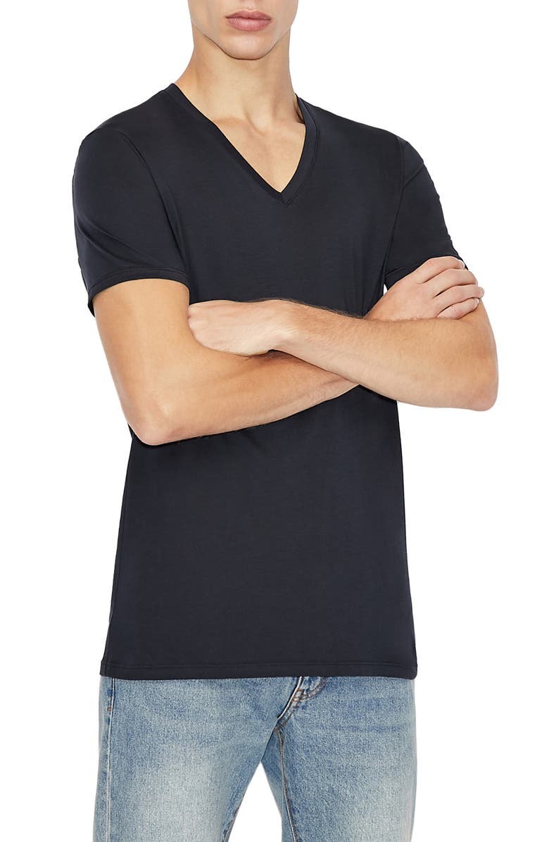 Armani Exchange Navy V-Neck T-Shirt, Main, color,