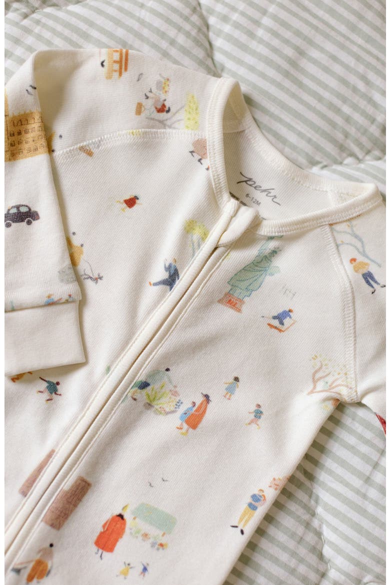 Print Rib Organic Cotton Footie, Alternate, color, EXPLORE THE WORLD