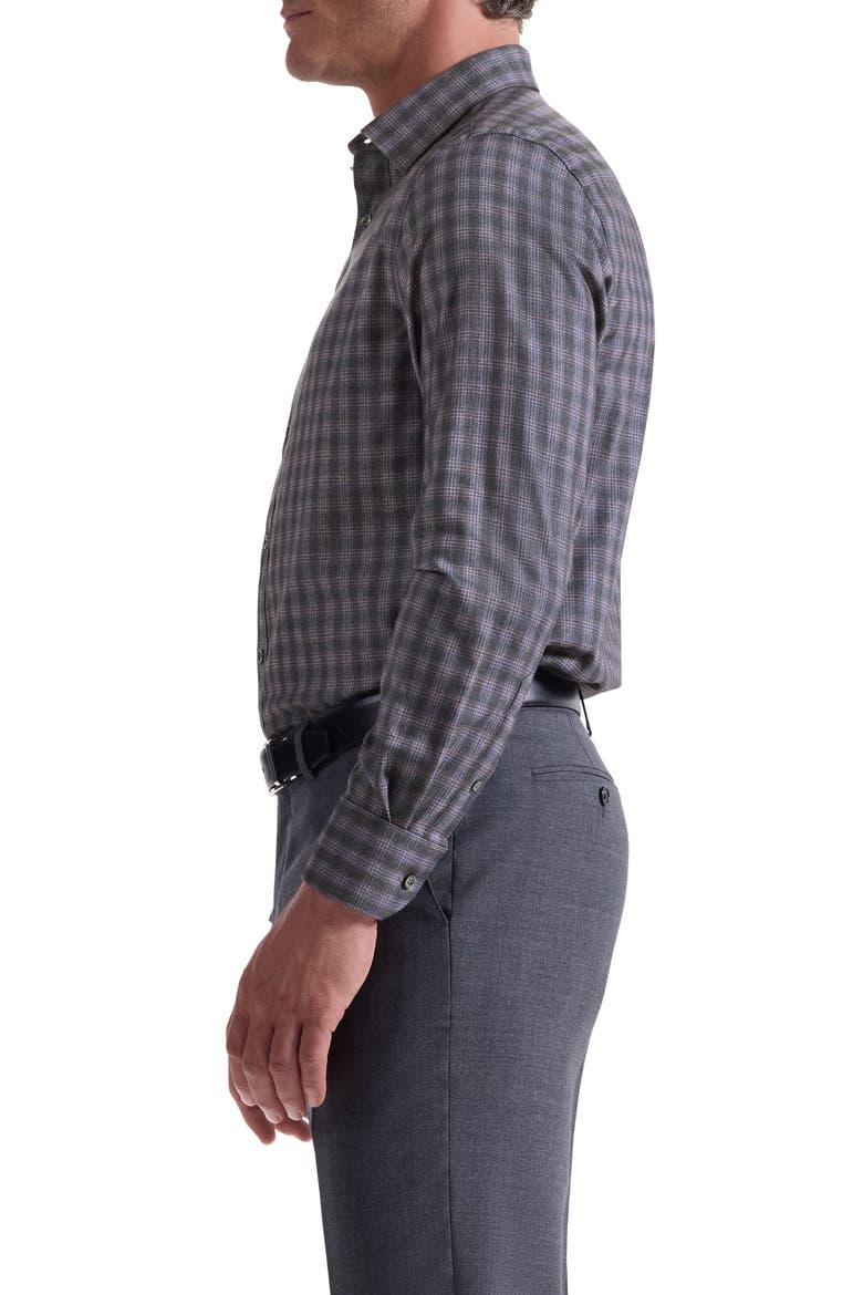 Julian Shaped Fit Check Cotton Button-Up Shirt, Alternate, color, AMETHYST