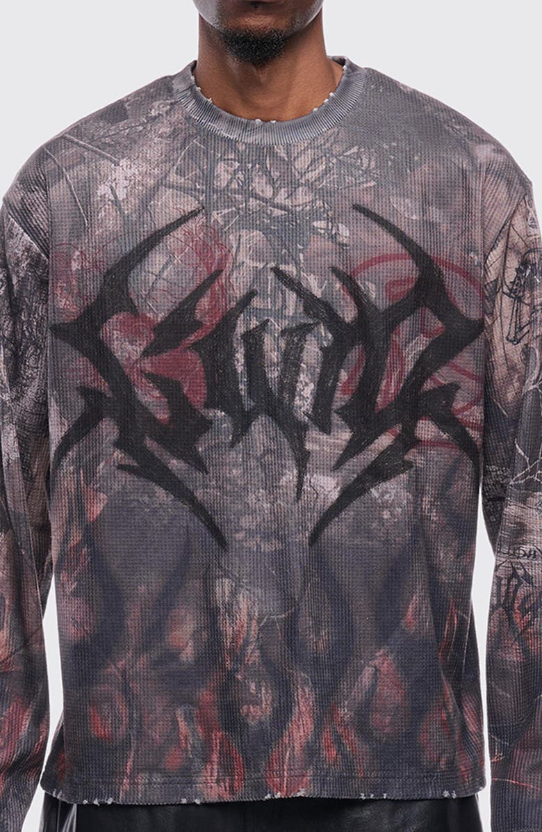 Rolling Loud Gothic Flame Long Sleeve Thermal T-Shirt, Alternate, color, Camo