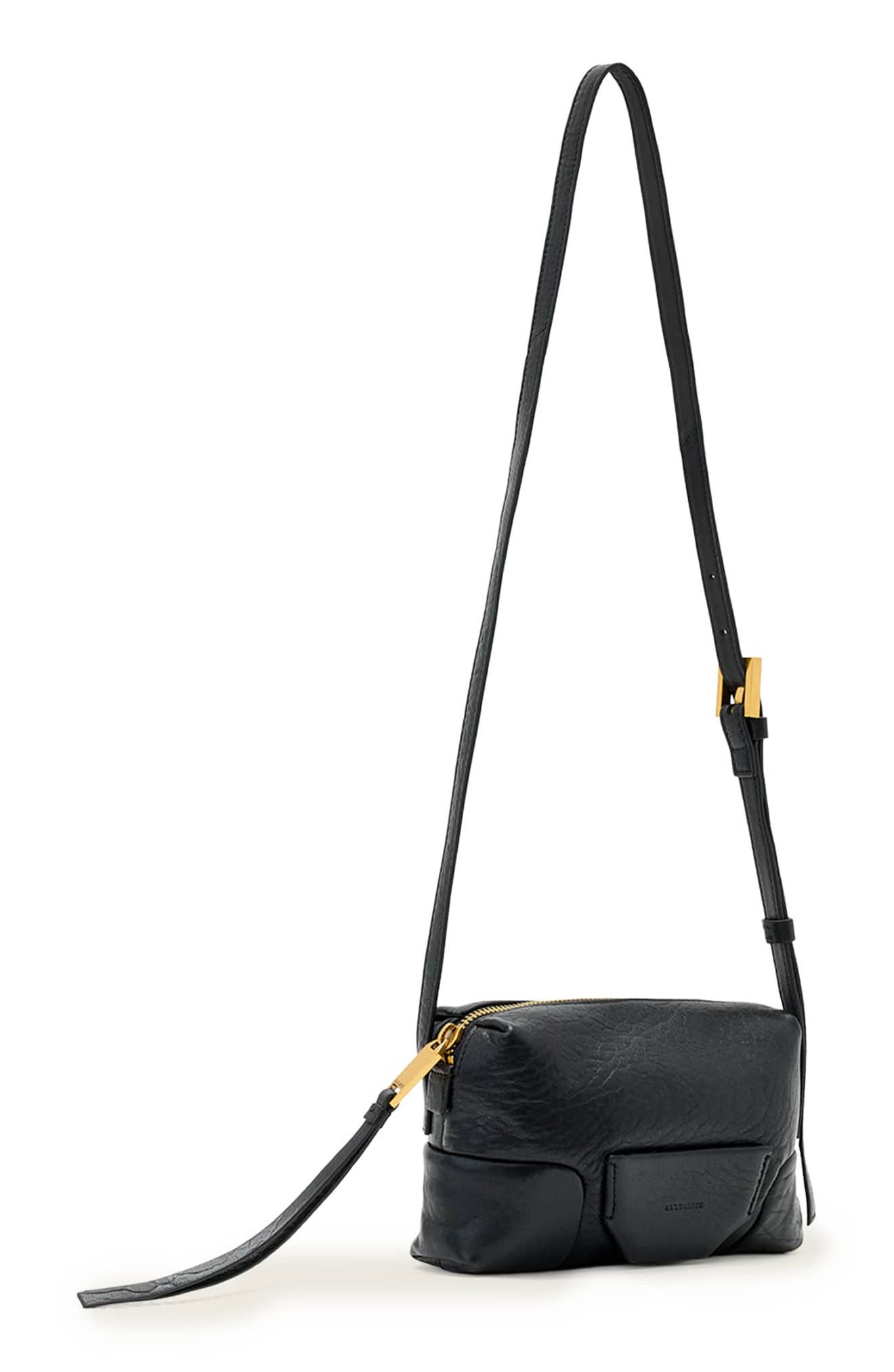 AllSaints Micro Ares Crossbody Bag, Alternate, color, Black