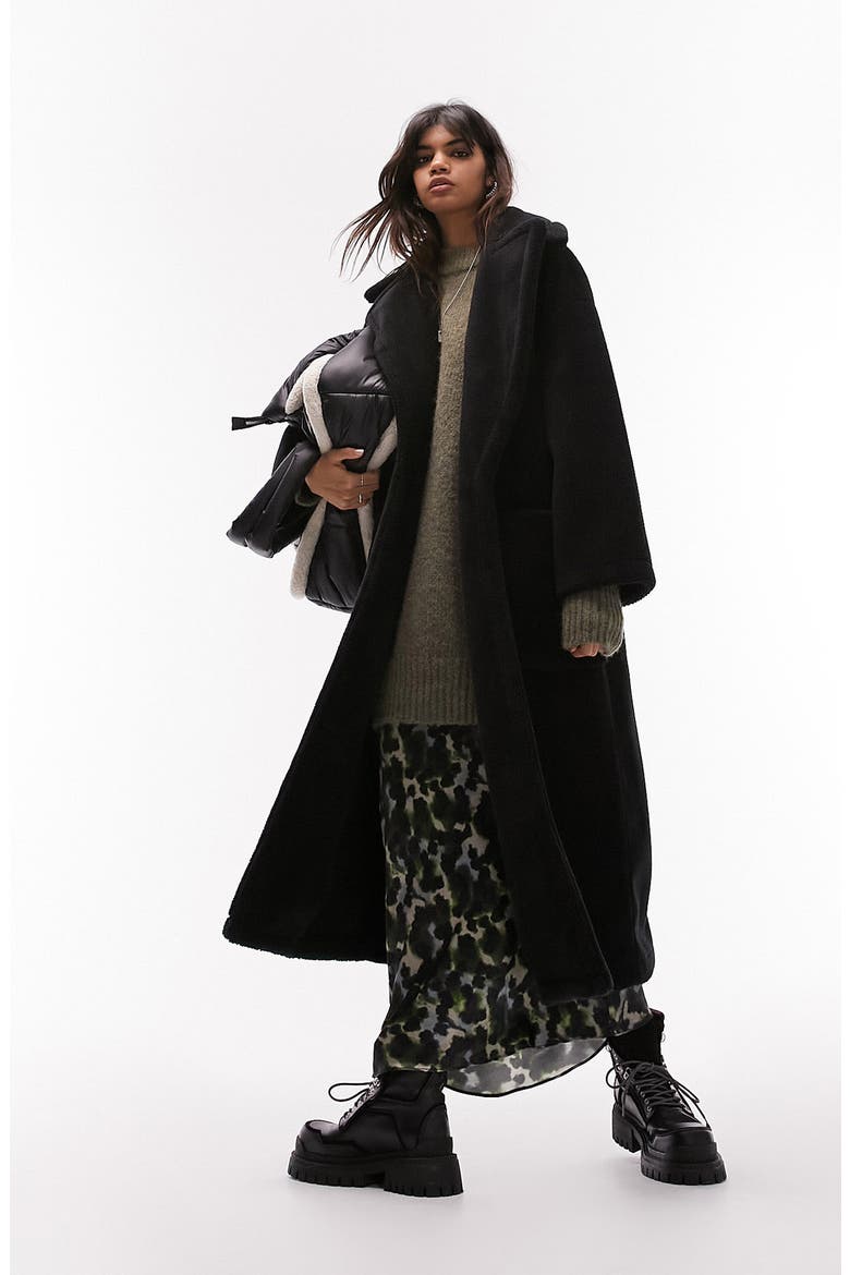 Faux Fur Coat, Main, color, BLACK