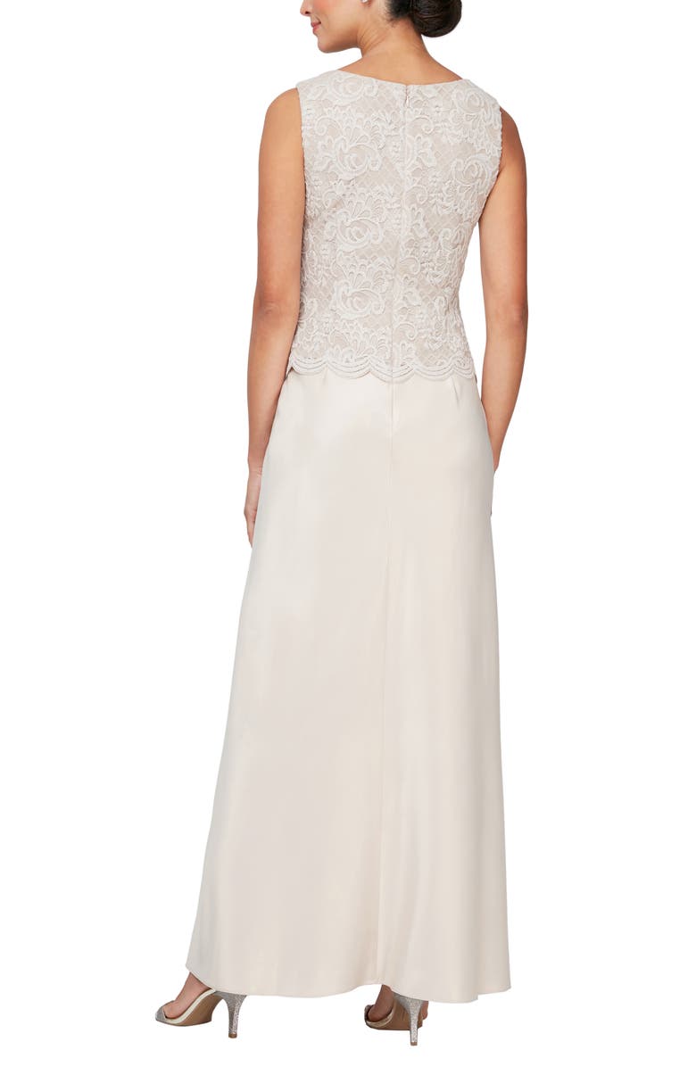 Alex Evenings Embroidered Lace Mock Two-Piece Gown with Jacket, Alternate, color, Taupe