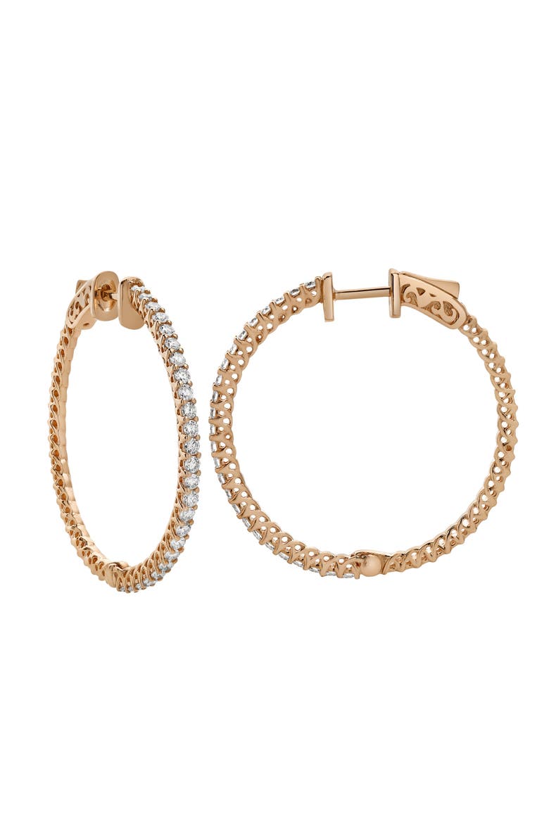 Serpine14K Gold Diamond Hoop Earrings - 2.1 Cts, Main, color, 14K Rose Gold